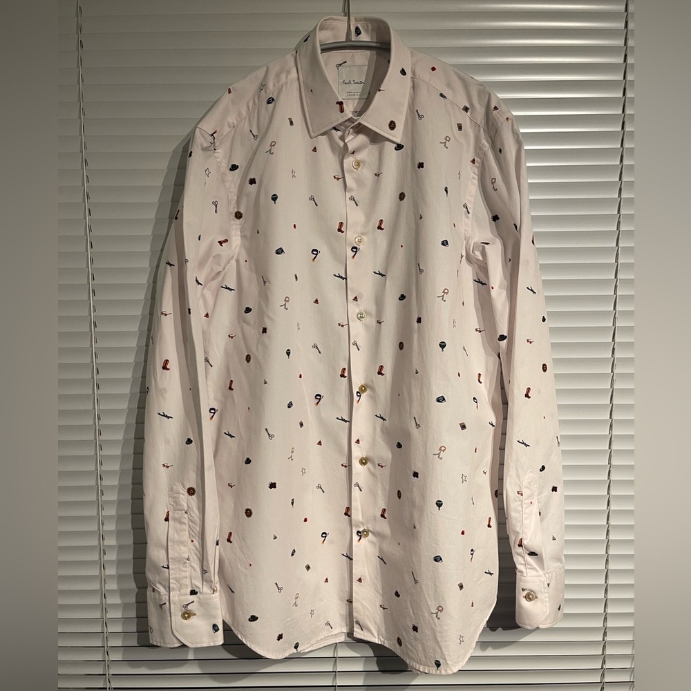 Paul Smith White Shirt 15.5” Multicolor Accents